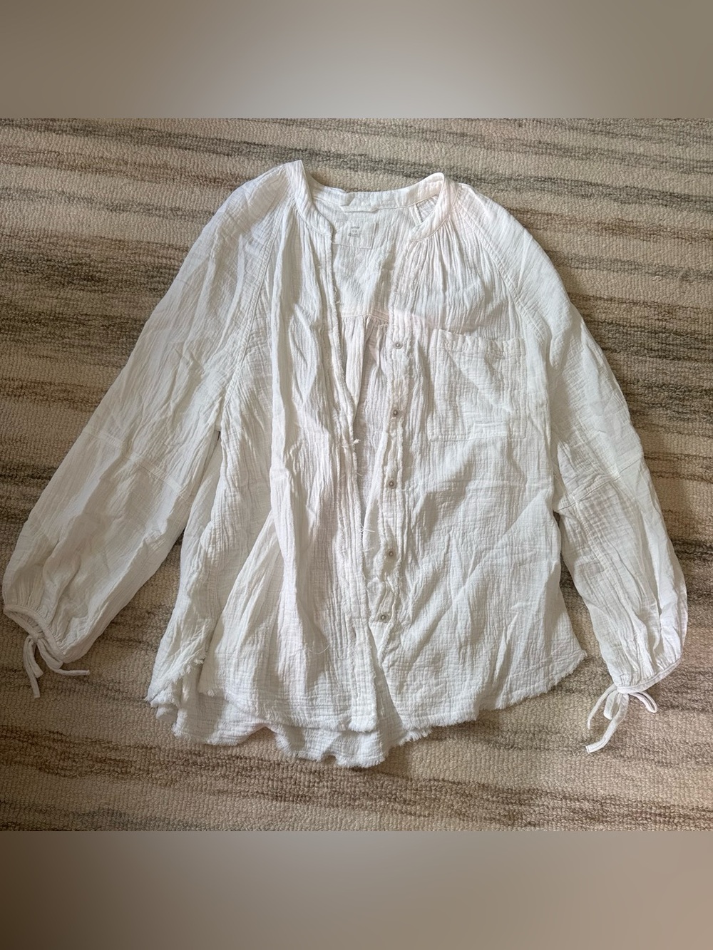 aerie White Gauze Button-Down Blouse